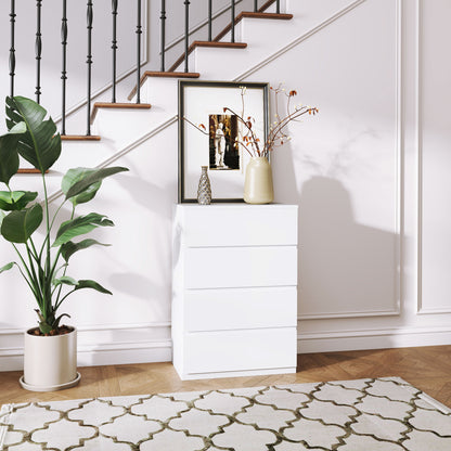 Dresser Sideboard with 4 Drawers Cloth Cabinet Modern Drawer Cabinet for Living Room Bedroom Hallway White, 55 x 33 x 80 cm