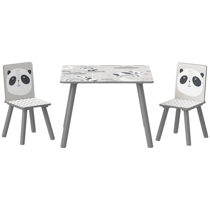 ZONEKIZ Children's 3-Piece Table and Chairs Set Children's Table with 2 Chairs Activity Furniture Set for Kids 3-8 Years for Bedroom Playroom Gray and White
