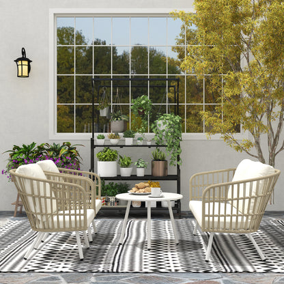 Garden Furniture Set made of Poly Rattan Lounge Set with 2-seater Sofa Chair Table Cushion weatherproof Seating Group for 4 Persons Outdoor Balcony Furniture Set Patio Furniture for Garden Balcony Terrace Khaki