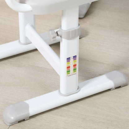 Adjustable Height School Desk for Children 6-12 Years, Desk and Chair Set with 45° Tiltable Desktop, Drawer, 2 Pen Holders, and Hook, Gray