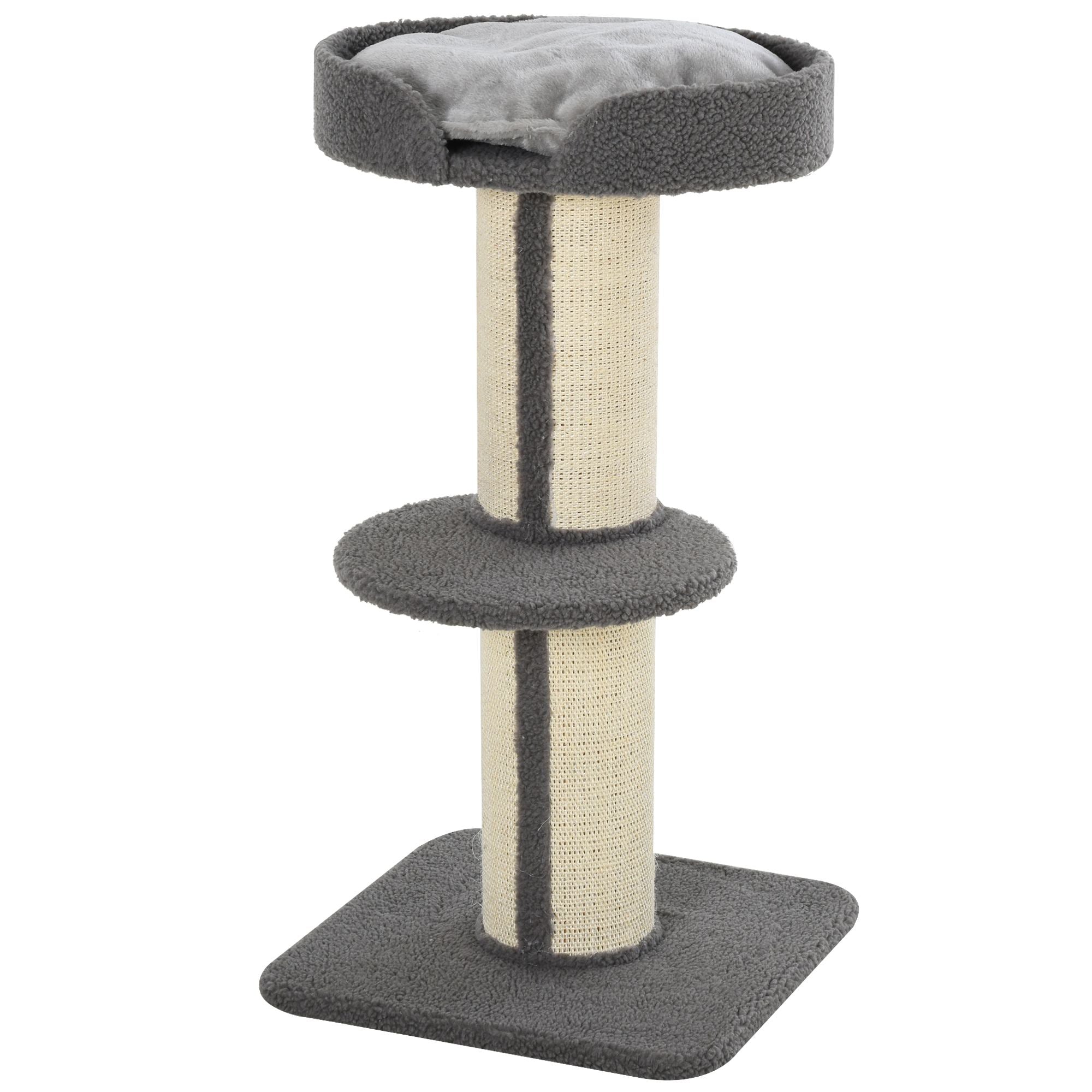 Scratching Post 91cm Cat Tower with Sisal Posts, Platform, Cushion Multilevel Cat Scratching Tree, Climbing Tree, for Medium-sized Cats, Gray