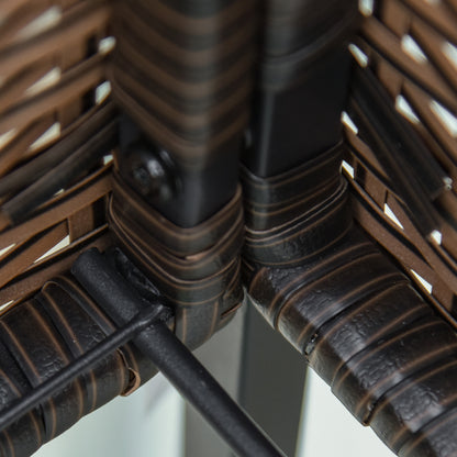 Raised Garden Bed, Wicker Planter with Shelf, Raised Flower Bed for Outdoor and Indoor, Brown (70cm x 30cm x 70cm)