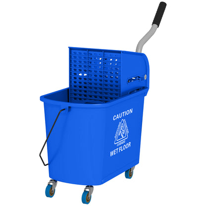 Cleaning Cart with Mop Press 20 L Bucket with Separator for Building Cleaning Hotel Blue