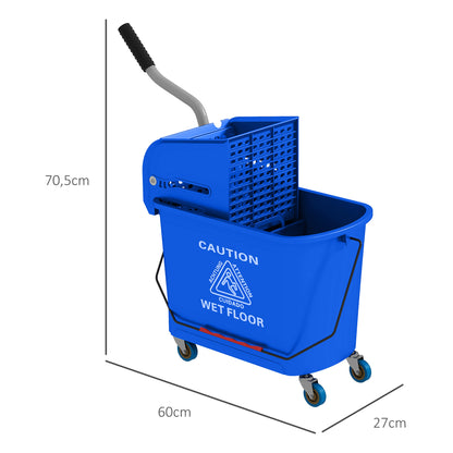 Cleaning Cart with Mop Press 20 L Bucket with Separator for Building Cleaning Hotel Blue