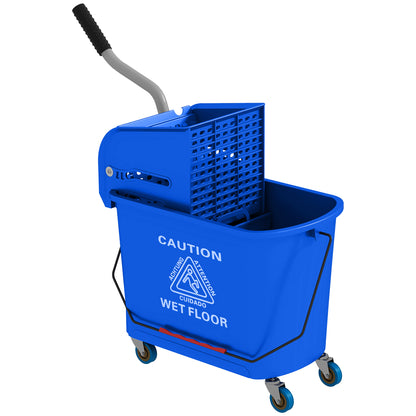 Cleaning Cart with Mop Press 20 L Bucket with Separator for Building Cleaning Hotel Blue