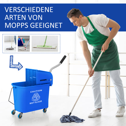 Cleaning Cart with Mop Press 20 L Bucket with Separator for Building Cleaning Hotel Blue