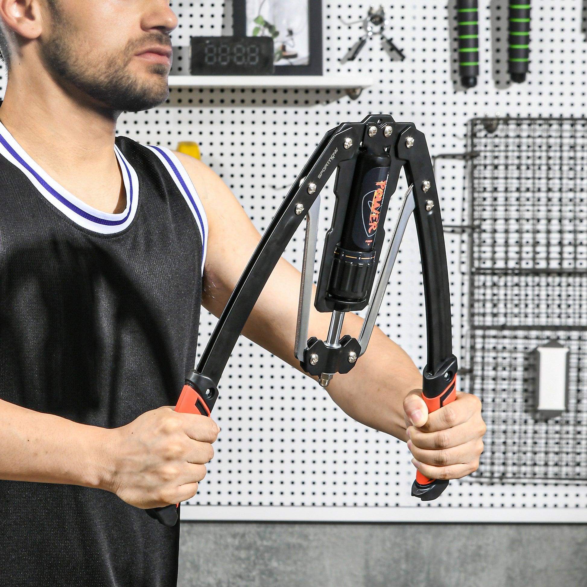 SPORTNOW Power Twister 22-440lbs Arm Trainer Adjustable Hydraulic Arm Workout Equipment Forearm Training Device for Chest Shoulder Strength Training Men and Women