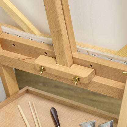 Easel Wood Large 150-190 cm High Wooden Easel for Canvases up to 92 cm Canvas Stand with Integrated Painting Case Field Easel for Painting, Sketching, Wedding, Exhibition