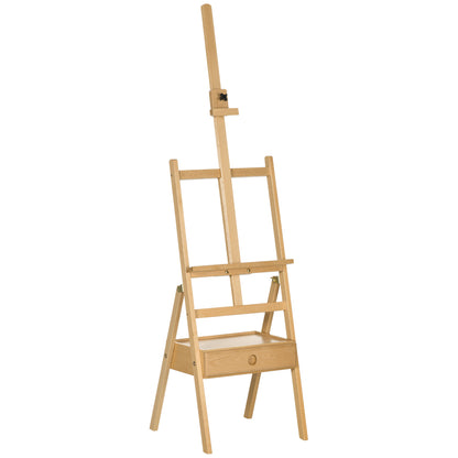Easel Wood Large 150-190 cm High Wooden Easel for Canvases up to 92 cm Canvas Stand with Integrated Painting Case Field Easel for Painting, Sketching, Wedding, Exhibition