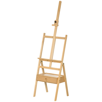 Easel Wood Large 150-190 cm High Wooden Easel for Canvases up to 92 cm Canvas Stand with Integrated Painting Case Field Easel for Painting, Sketching, Wedding, Exhibition