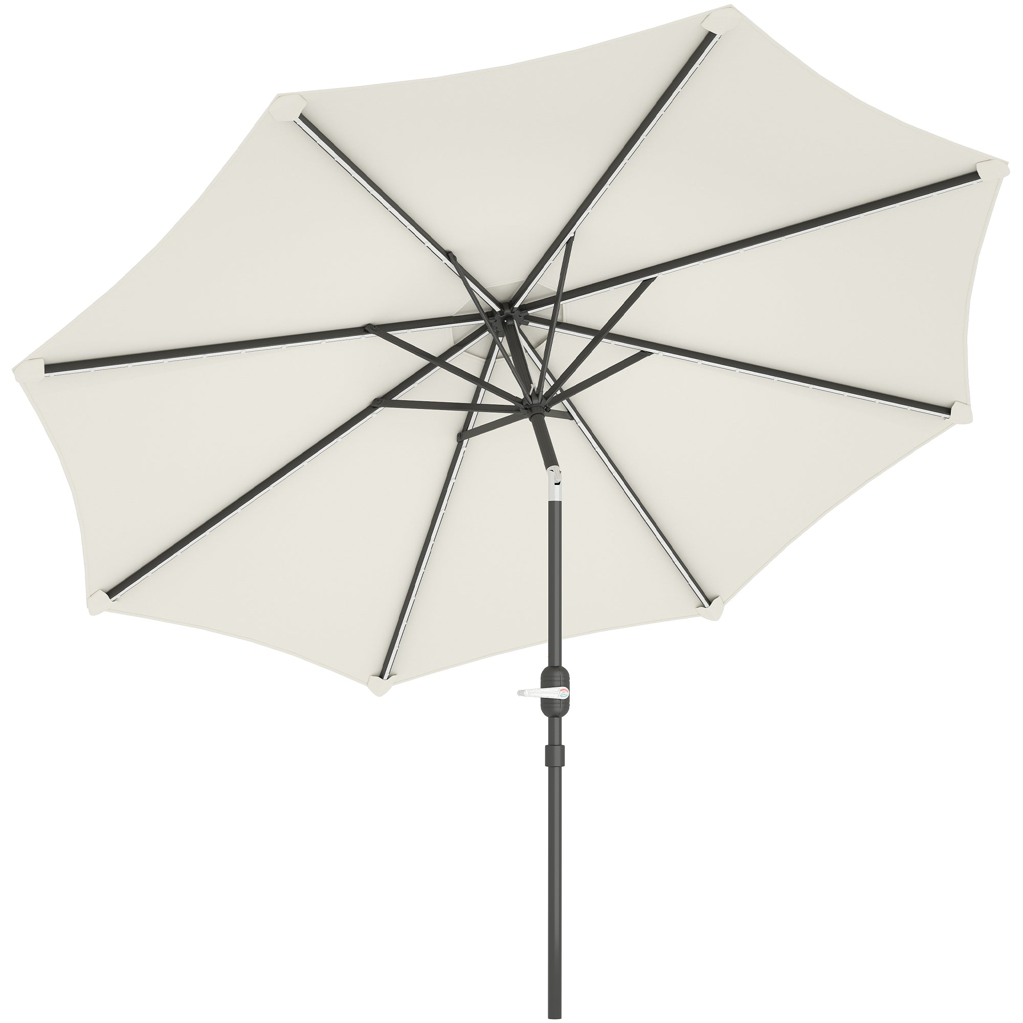 Outdoor Patio Umbrella with Solar LED Lights Ø292x252 cm Garden Umbrella with Adjustable Tilt up to 45° Waterproof and Crank Parasol for Patio Pool Without Base Cream