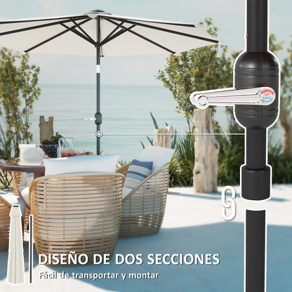 Outdoor Patio Umbrella with Solar LED Lights Ø292x252 cm Garden Umbrella with Adjustable Tilt up to 45° Waterproof and Crank Parasol for Patio Pool Without Base Cream