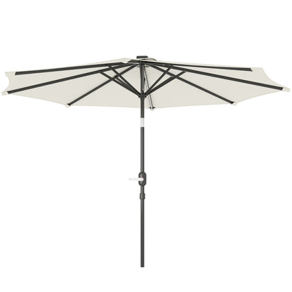 Outdoor Patio Umbrella with Solar LED Lights Ø292x252 cm Garden Umbrella with Adjustable Tilt up to 45° Waterproof and Crank Parasol for Patio Pool Without Base Cream
