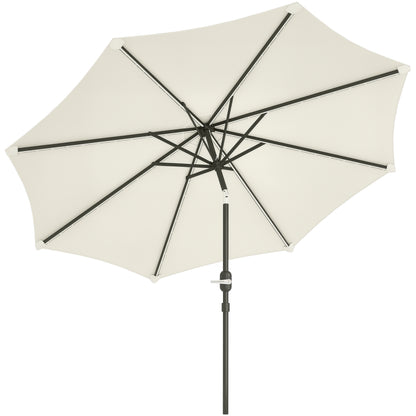 Outdoor Patio Umbrella with Solar LED Lights Ø292x252 cm Garden Umbrella with Adjustable Tilt up to 45° Waterproof and Crank Parasol for Patio Pool Without Base Cream