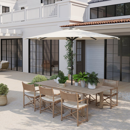 Outdoor Patio Umbrella with Solar LED Lights Ø292x252 cm Garden Umbrella with Adjustable Tilt up to 45° Waterproof and Crank Parasol for Patio Pool Without Base Cream