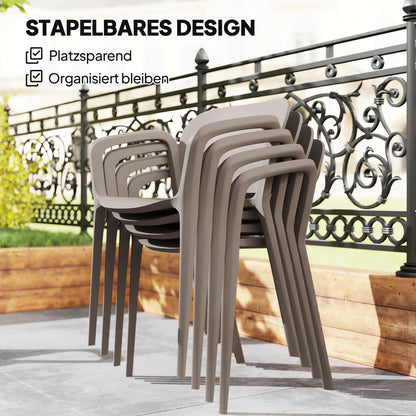 Garden Chair 4-Pack Weatherproof Plastic Garden Chairs with Armrests Backrest Stackable Patio Chair Supports up to 120 kg Outdoor Furniture for backyard, garden, balcony Grey