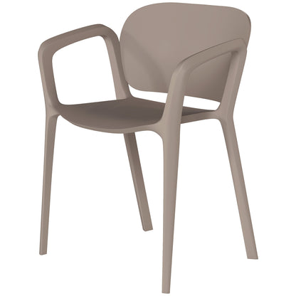 Garden Chair 4-Pack Weatherproof Plastic Garden Chairs with Armrests Backrest Stackable Patio Chair Supports up to 120 kg Outdoor Furniture for backyard, garden, balcony Grey