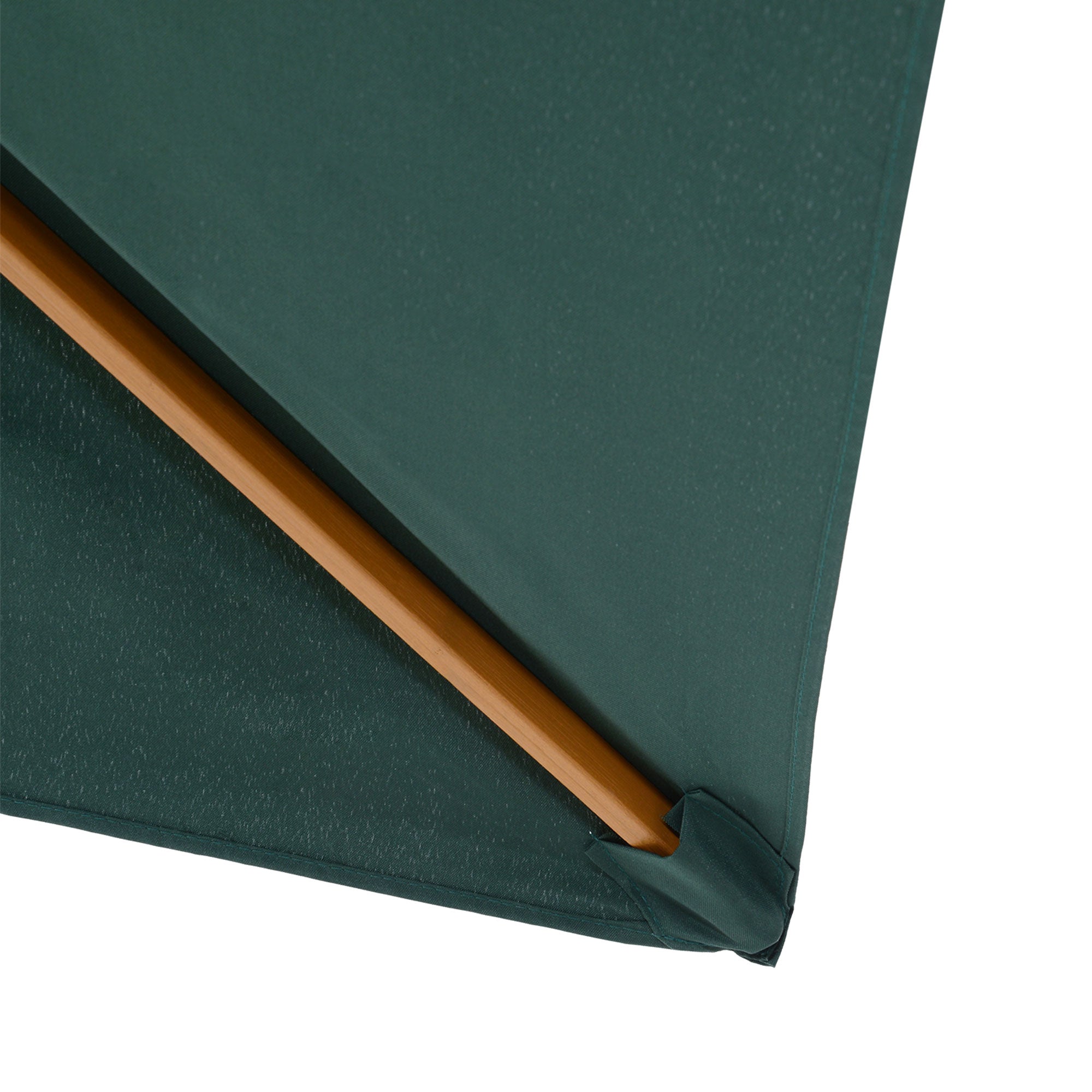 Garden Umbrella 2x3m with Rope and Air Vents, Outdoor Umbrella with 6 Wooden, Bamboo and 180g/㎡ Polyester Ribs, for Courtyard, Terrace and Balcony, Dark Green