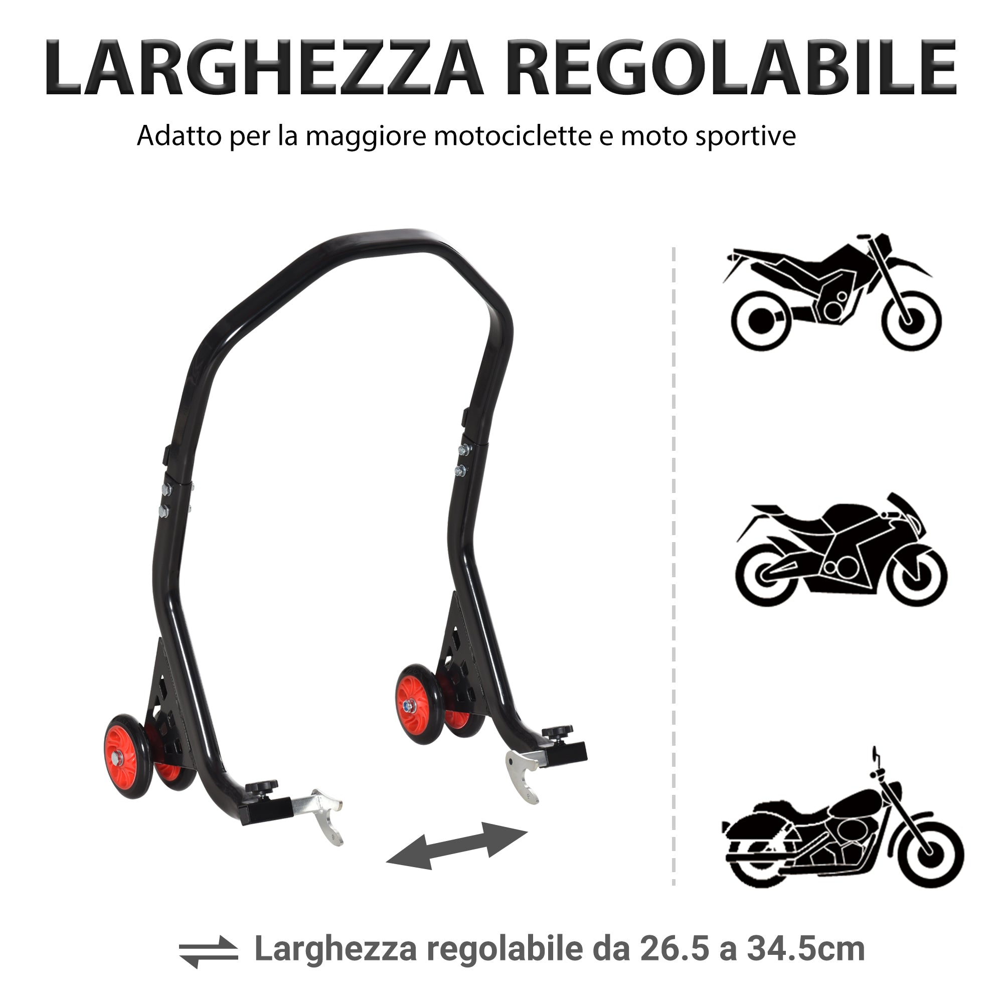 Universal and Adjustable Rear Motorcycle Stand Motorcycle Stand for Sports Bikes Up to 200kg Black