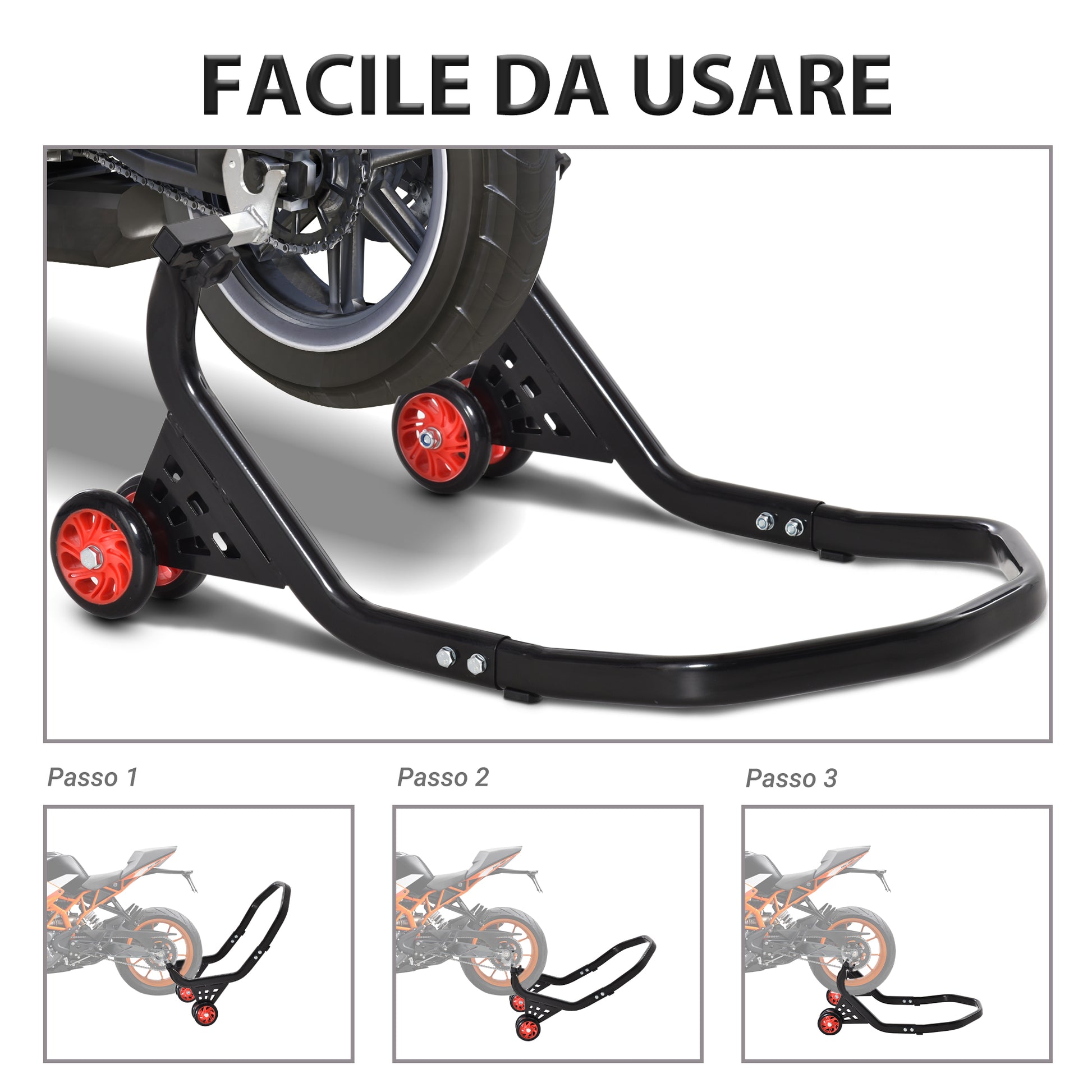 Universal and Adjustable Rear Motorcycle Stand Motorcycle Stand for Sports Bikes Up to 200kg Black