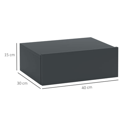 Suspended Bedside Table with Drawer, Bedroom Bedside Table in Particle Board, Modern Style, 40x30x15 cm, Black