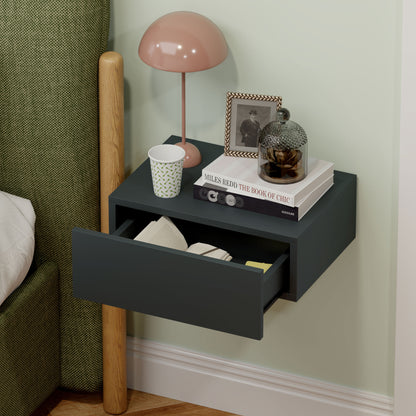 Suspended Bedside Table with Drawer, Bedroom Bedside Table in Particle Board, Modern Style, 40x30x15 cm, Black