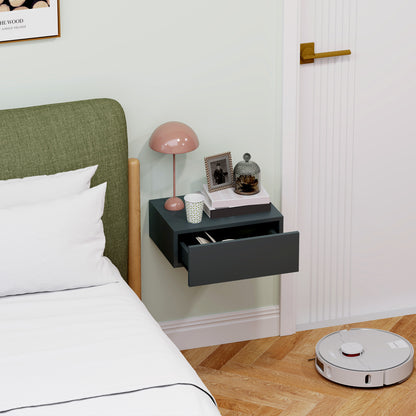 Suspended Bedside Table with Drawer, Bedroom Bedside Table in Particle Board, Modern Style, 40x30x15 cm, Black