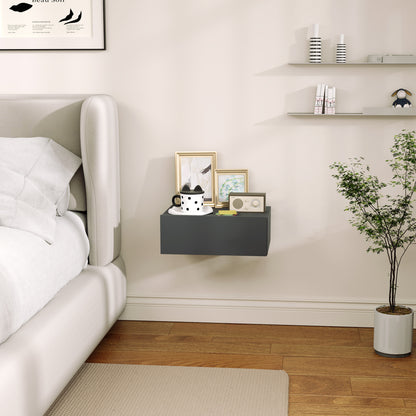 Suspended Bedside Table with Drawer, Bedroom Bedside Table in Particle Board, Modern Style, 40x30x15 cm, Black