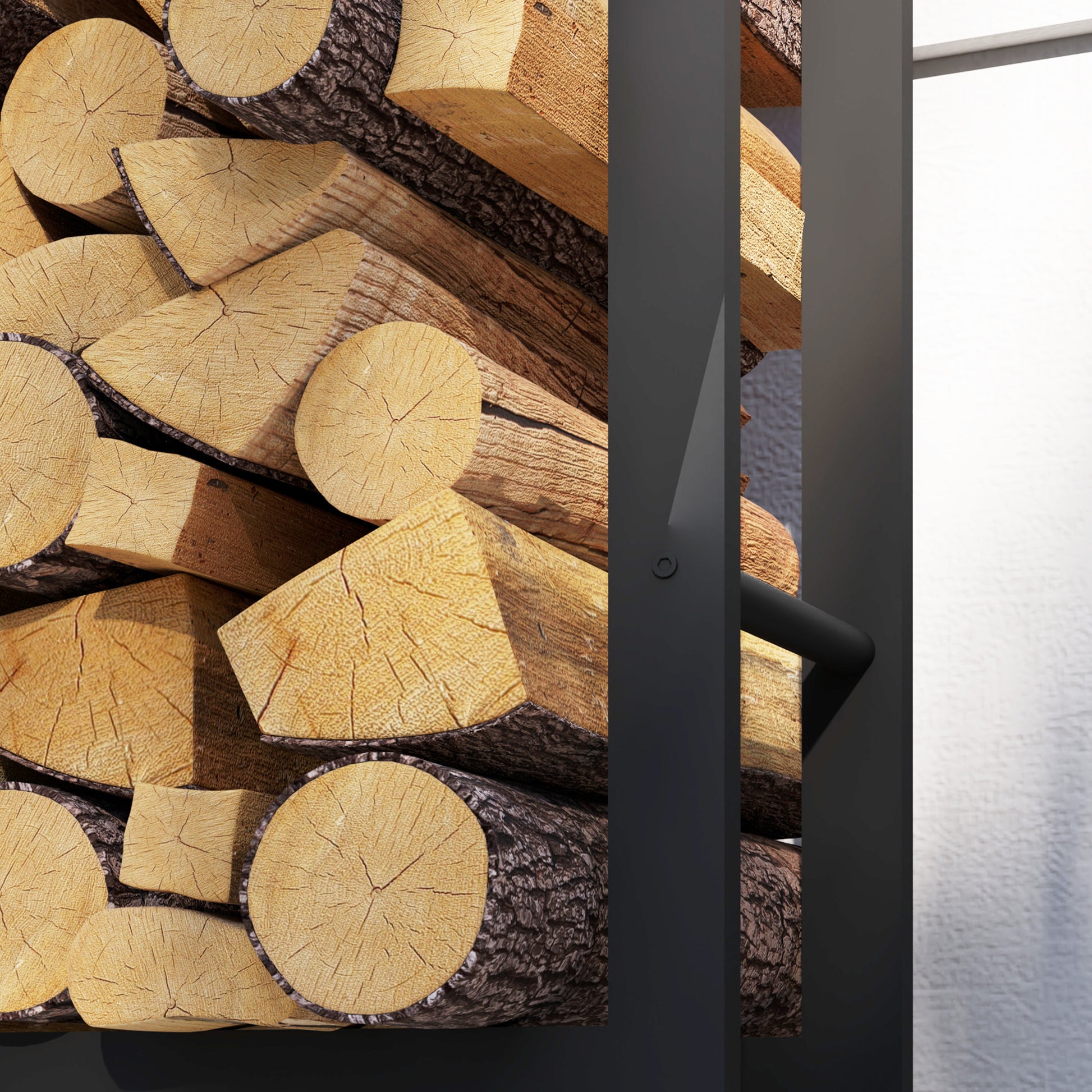 Firewood Rack 120 x 32 x 151 cm Log Rack with Wheels, Firewood Storage for Indoor, Outdoor, Metal, Black