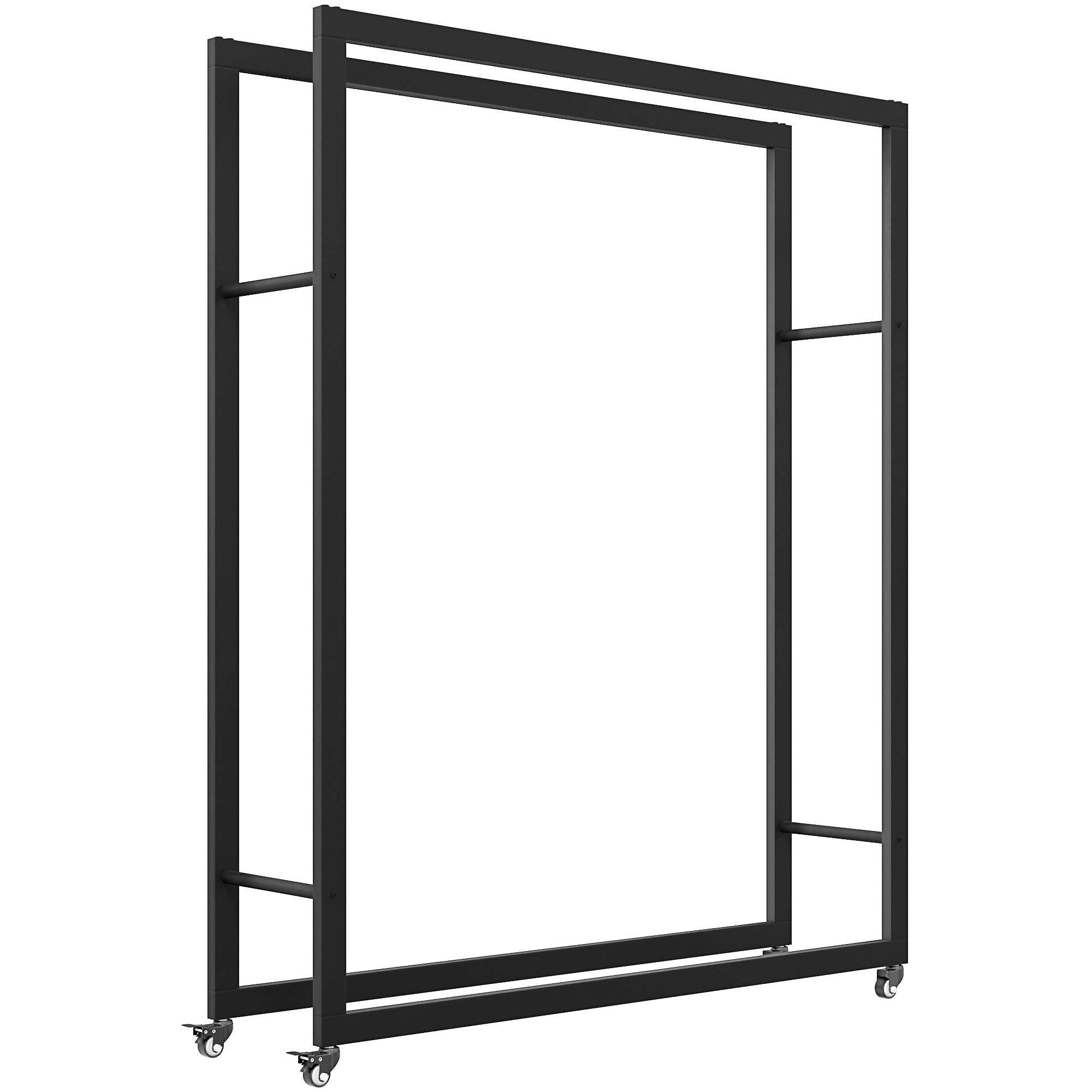 Firewood Rack 120 x 32 x 151 cm Log Rack with Wheels, Firewood Storage for Indoor, Outdoor, Metal, Black