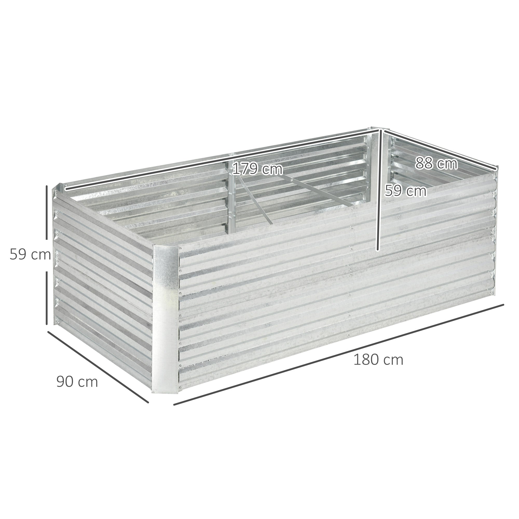 Raised Garden Bed made of Steel, Planting Bed Seedling Bed Flower Box stackable, Plant Box Plant Pot 180x90x60cm for Garden Balcony Terrace, Vegetable Patch for Flowers, Plants, Fruit