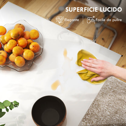 Extendable Dining Table for 4-6 People with Flip Panels, Extendable Kitchen Table in MDF, for Dining Room, Living Room, 120-160x80x78 cm, Glossy White