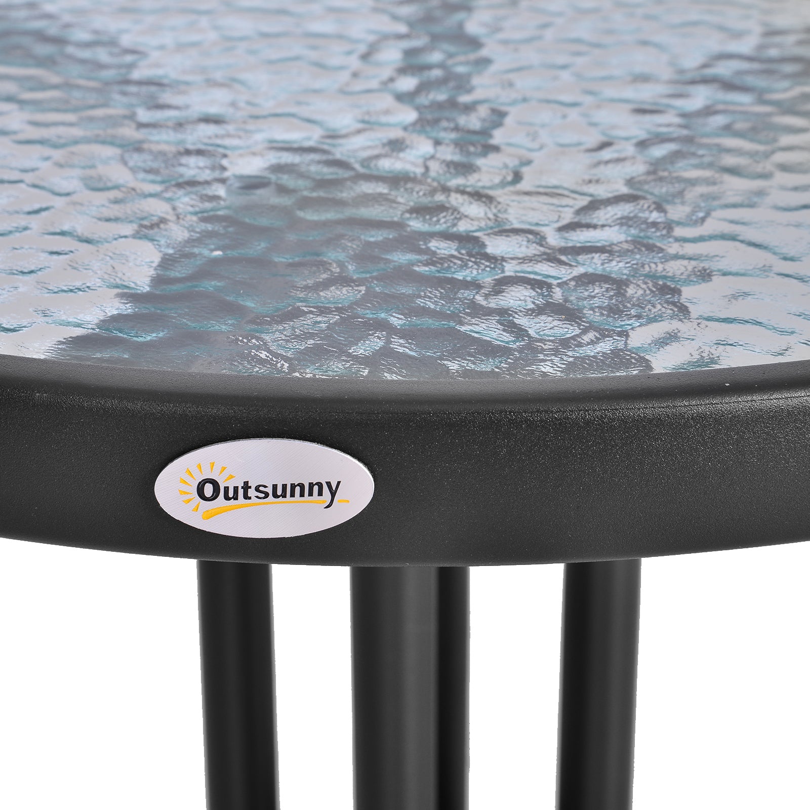 Garden Table ∅60xH70cm, Weatherproof Patio Table made of Metal, Dining Table with Water Ripple Pattern, Outdoor Camping Side Table, Round Patio Table for Garden Balcony Black