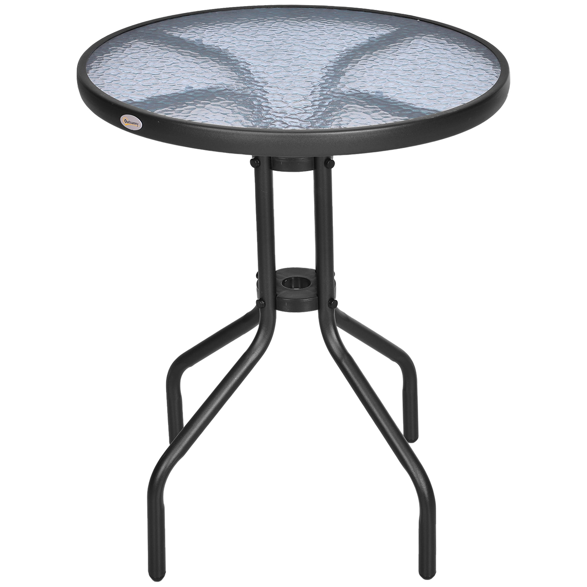 Garden Table ∅60xH70cm, Weatherproof Patio Table made of Metal, Dining Table with Water Ripple Pattern, Outdoor Camping Side Table, Round Patio Table for Garden Balcony Black