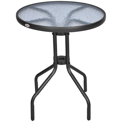 Garden Table ∅60xH70cm, Weatherproof Patio Table made of Metal, Dining Table with Water Ripple Pattern, Outdoor Camping Side Table, Round Patio Table for Garden Balcony Black