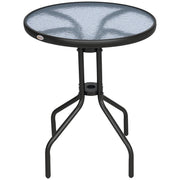 Garden Table ∅60xH70cm, Weatherproof Patio Table made of Metal, Dining Table with Water Ripple Pattern, Outdoor Camping Side Table, Round Patio Table for Garden Balcony Black