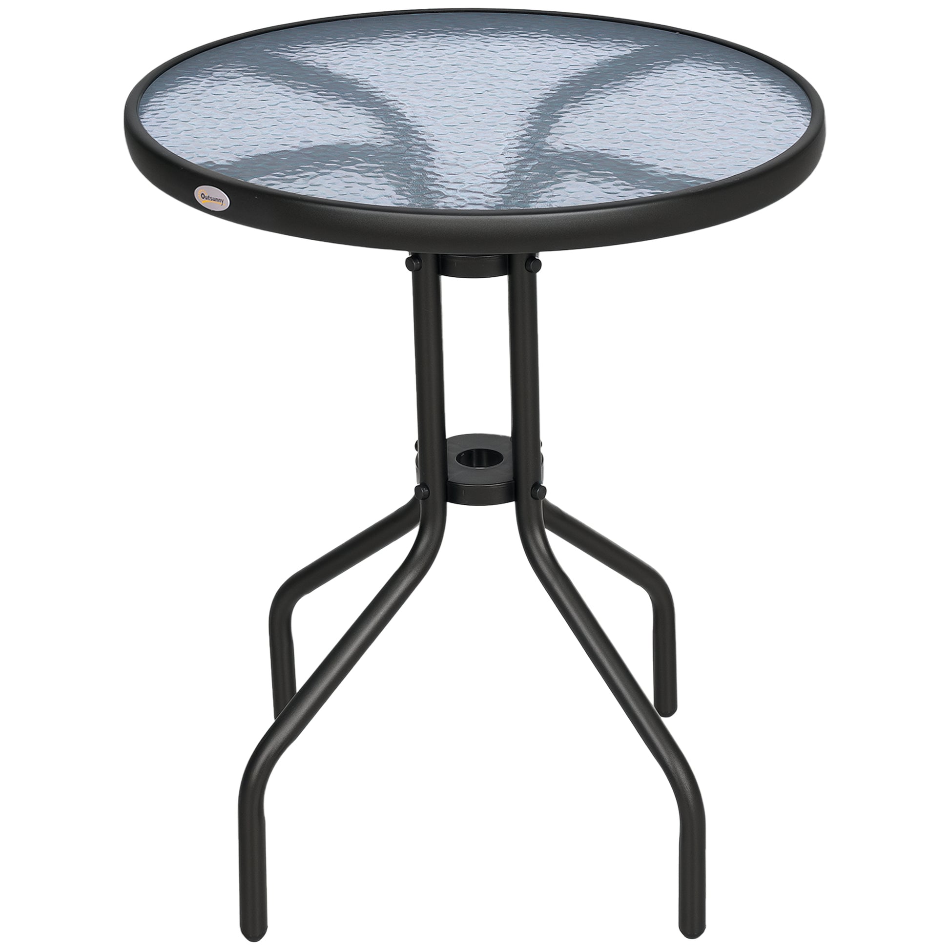 Garden Table ∅60xH70cm, Weatherproof Patio Table made of Metal, Dining Table with Water Ripple Pattern, Outdoor Camping Side Table, Round Patio Table for Garden Balcony Black