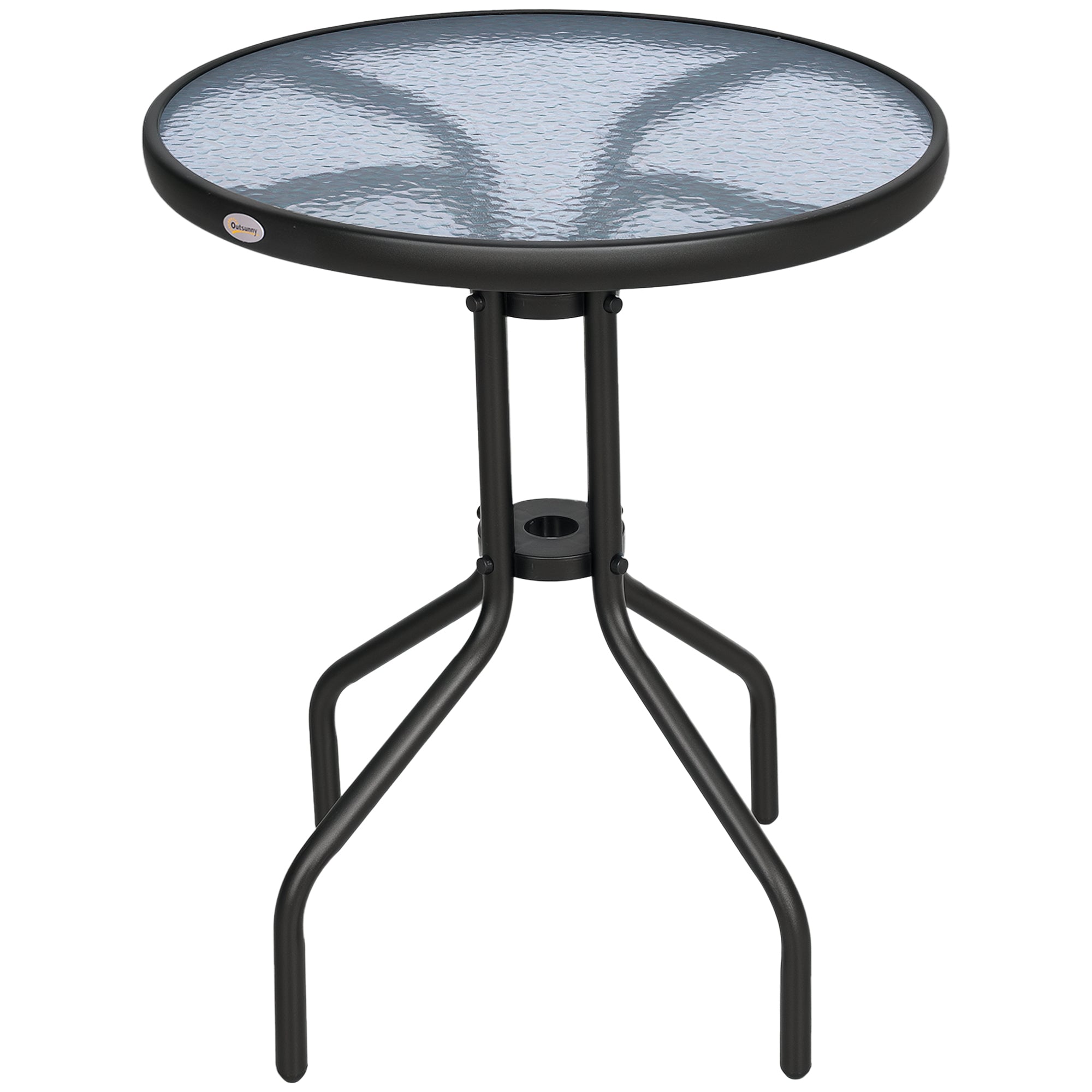 Garden Table ∅60xH70cm, Weatherproof Patio Table made of Metal, Dining Table with Water Ripple Pattern, Outdoor Camping Side Table, Round Patio Table for Garden Balcony Black