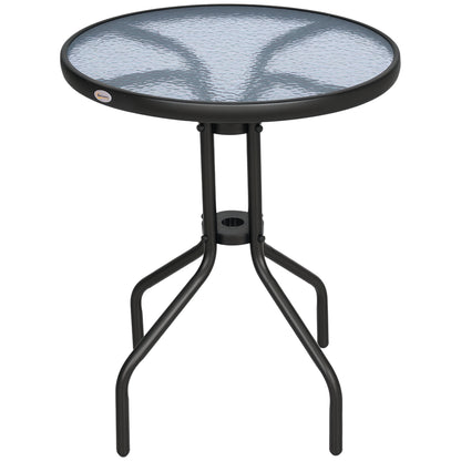 Garden Table ∅60xH70cm, Weatherproof Patio Table made of Metal, Dining Table with Water Ripple Pattern, Outdoor Camping Side Table, Round Patio Table for Garden Balcony Black