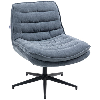Office Chair Desk Chair without Armrests with Wide Seat, Height Adjustable Tailor Seat Chair Double-layered thick Swivel Chair with Linen Look, for Home Office, Dark Gray