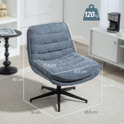 Office Chair Desk Chair without Armrests with Wide Seat, Height Adjustable Tailor Seat Chair Double-layered thick Swivel Chair with Linen Look, for Home Office, Dark Gray