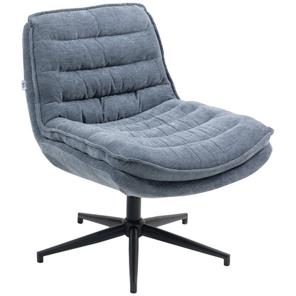 Office Chair Desk Chair without Armrests with Wide Seat, Height Adjustable Tailor Seat Chair Double-layered thick Swivel Chair with Linen Look, for Home Office, Dark Gray