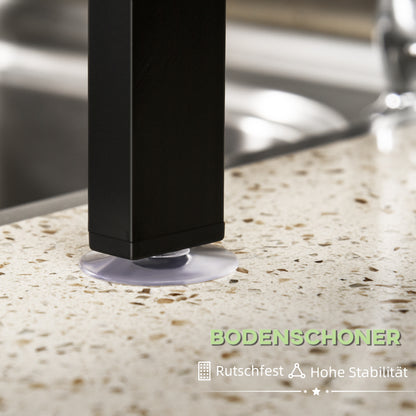 Dish Drying Rack, 2-Tier Dish Drying Rack Stand, 51-93 cm Dish Rack with Hooks, Drainer for Kitchen Sink, Steel, Black