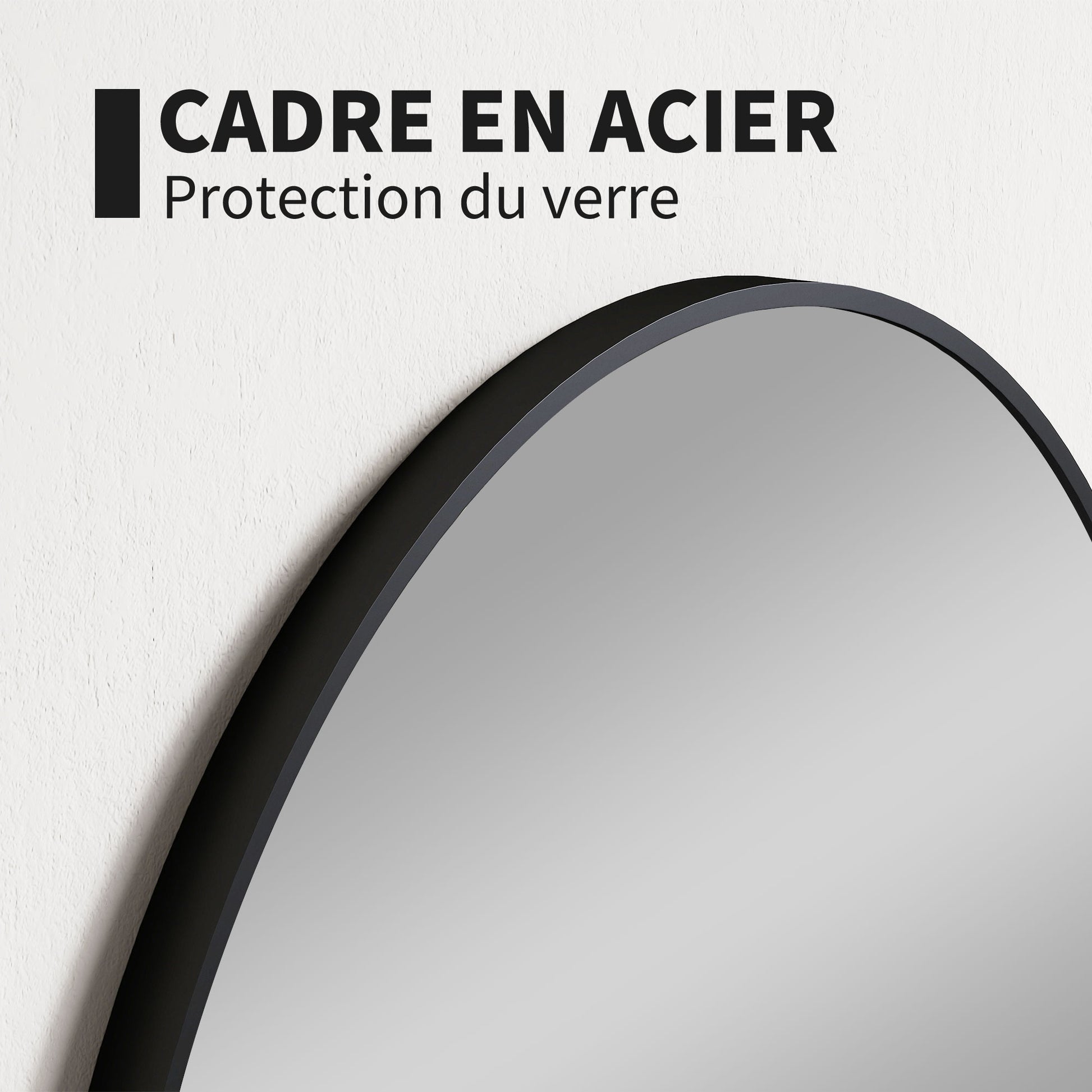 Round Mirror, bathroom mirror, diameter 70 cm, metal frame, wall mirror, easy to install, for bedroom, living room, entryway, black