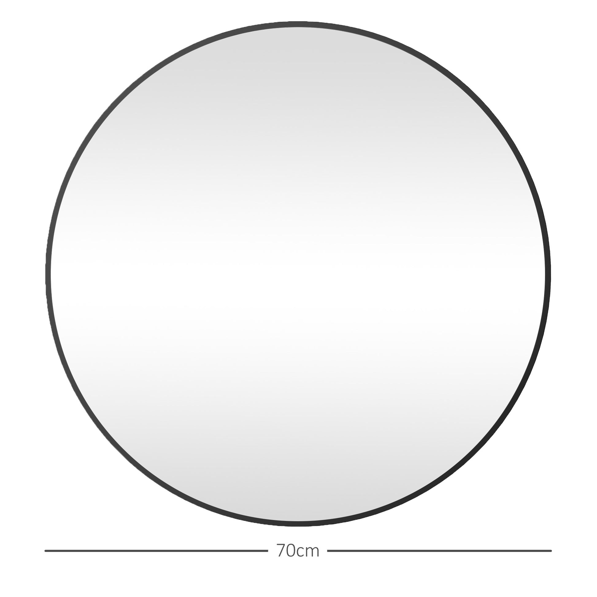 Round Mirror, bathroom mirror, diameter 70 cm, metal frame, wall mirror, easy to install, for bedroom, living room, entryway, black