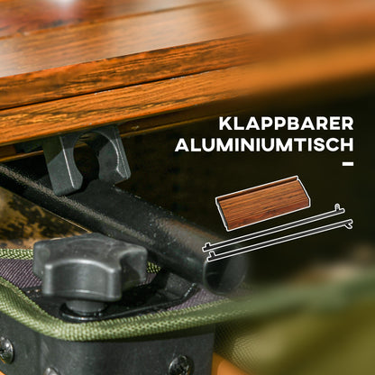 Folding Cart, Transport Cart with Adjustable Handle, Beach Cart, Garden Cart with Folding Table, Load Capacity up to 120 kg, Green