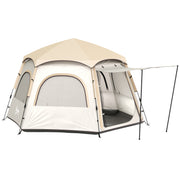 Camping Tent for 2-4 People Foldable Camping Tent Easy Installation Mesh Windows Hook and Carry Bag UV Protection Waterproof for Hiking White and Beige