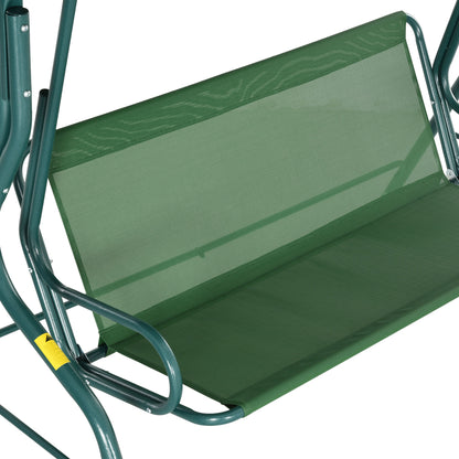 Hollywood Swing, 3-Seater Garden Swing, Swing Bench, Adjustable Sun Canopy, Steel Frame, Green 170 x 110 x 153 cm