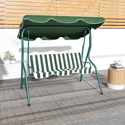 Hollywood Swing, 3-Seater Garden Swing, Swing Bench, Adjustable Sun Canopy, Steel Frame, Green 170 x 110 x 153 cm