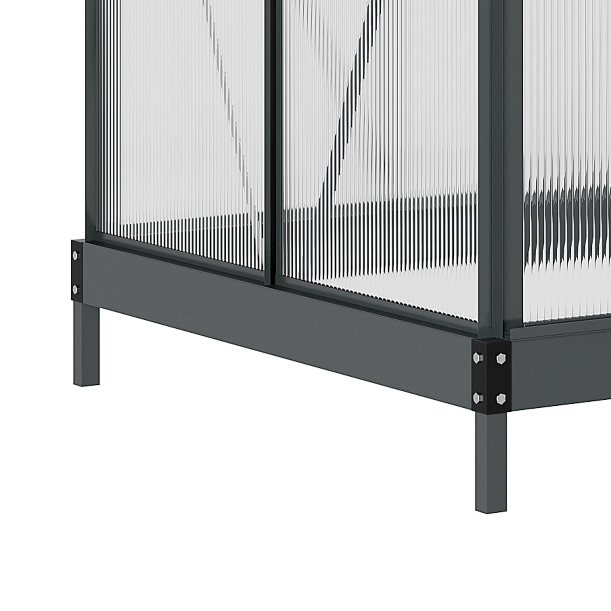 Polycarbonate Garden Greenhouse 2.51 m² Aluminum Greenhouse for Garden 190 x 132 x 201 cm UV-Resistant, with Reinforced Foundation, Gutter, Skylight, and Sliding Door, Gray